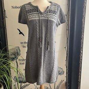 Ruff Hewn Gray Knit Dress with Tassel Details